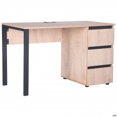 Стіл комп'ютерний Pluto ST R (1200х600х750) Дуб Ендгрейн/Чорний графiт