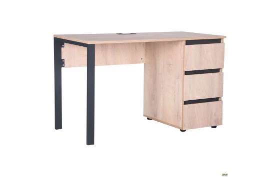 Стіл комп'ютерний Pluto ST R (1200х600х750) Дуб Ендгрейн/Чорний графiт