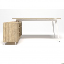Робоче місце + USB Delta DL-100L (1790х1200х750мм) Блеквуд Ячмінний / Каркас білий / Опора білий беж